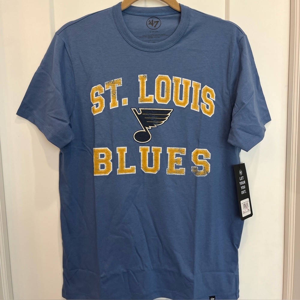 St Louis Blues‎ Men’s Sz Small '47 Brand NHL Short Sleeve T-shirt, NEW With Tags